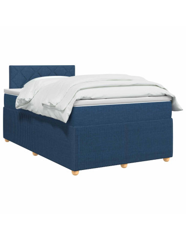 Letto box spring con materasso Blu 120 x 200 cm Tessuto