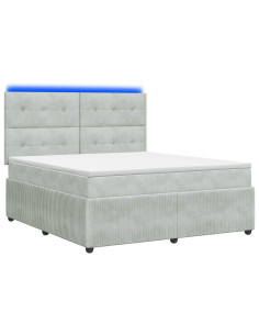 Letto Box Spring LED con Materasso Grigio Chiaro 180 x 200 cm