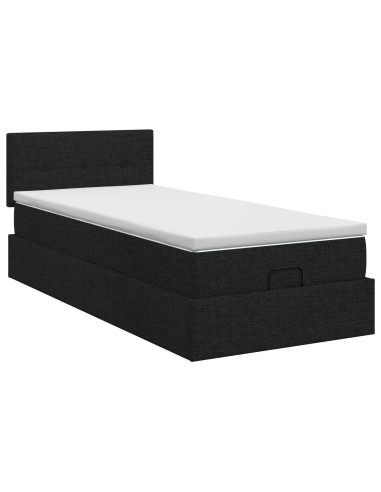 Letto ottomano con materasso Nero 100 x 200 cm Tessuto