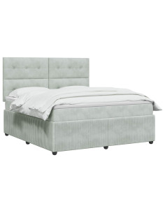 Letto Box Spring LED con Materasso Grigio Chiaro 180 x 200 cm 2