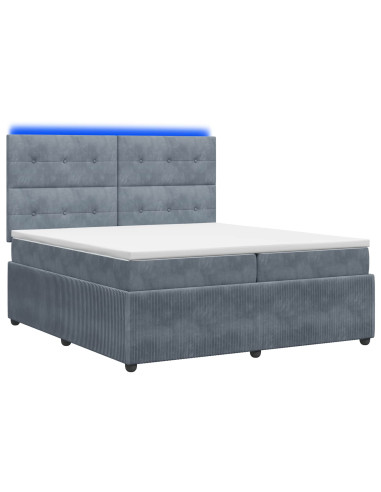 Letto Box Spring LED con Materasso Grigio Scuro 200 x 200 cm