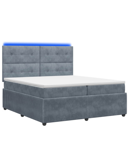 Letto Box Spring LED con Materasso Grigio Scuro 200 x 200 cm