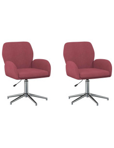Sedie da scrivania girevoli 2 pz 54 x 58 x 90 cm Rosso Vino 2