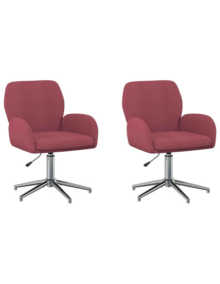 Sedie da scrivania girevoli 2 pz 54 x 58 x 90 cm Rosso Vino