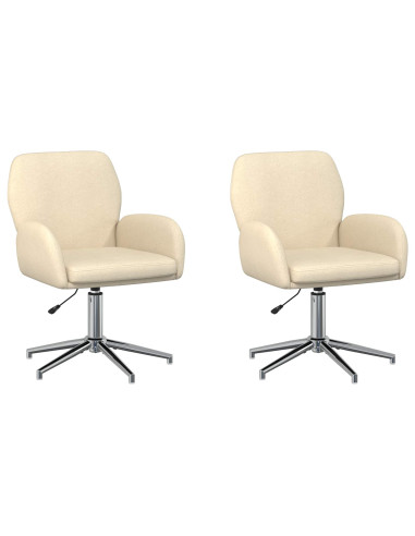 Sedie da scrivania girevoli 2 pz 54 x 58 x 90 cm Crema Tessuto