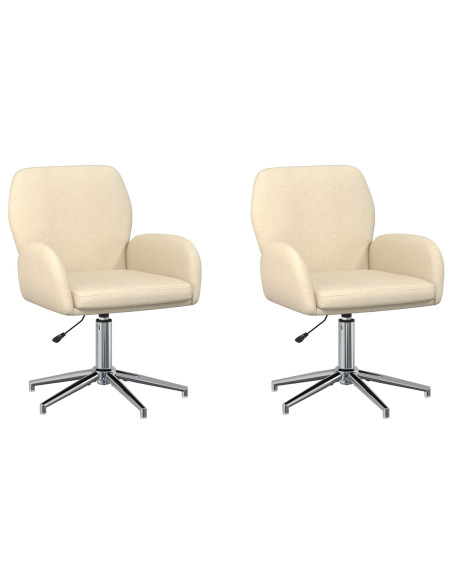 Sedie da scrivania girevoli 2 pz 54 x 58 x 90 cm Crema Tessuto