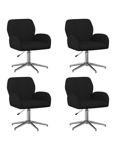 Sedie da scrivania girevoli 4 pz 54 x 58 x 90 cm Nero Tessuto