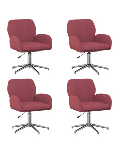 Sedie da scrivania girevoli 4 pz 54 x 58 x 90 cm Rosso Vino 2