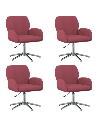 Sedie da scrivania girevoli 4 pz 54 x 58 x 90 cm Rosso Vino