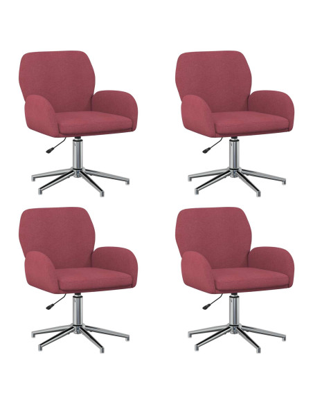 Sedie da scrivania girevoli 4 pz 54 x 58 x 90 cm Rosso Vino