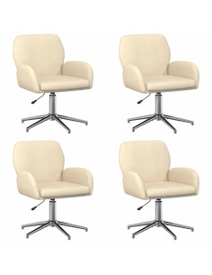 Sedie da scrivania girevoli 4 pz 54 x 58 x 90 cm Crema Tessuto 2