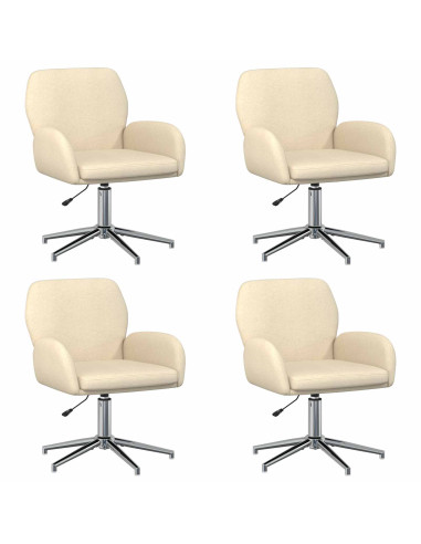 Sedie da scrivania girevoli 4 pz 54 x 58 x 90 cm Crema Tessuto