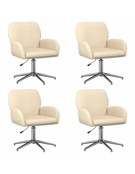 Sedie da scrivania girevoli 4 pz 54 x 58 x 90 cm Crema Tessuto