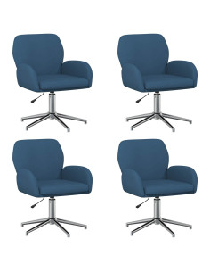 Sedie da scrivania girevoli 4 pz 54 x 58 x 90 cm Blu Tessuto 2