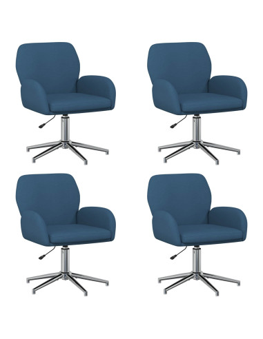 Sedie da scrivania girevoli 4 pz 54 x 58 x 90 cm Blu Tessuto
