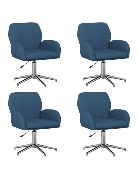 Sedie da scrivania girevoli 4 pz 54 x 58 x 90 cm Blu Tessuto