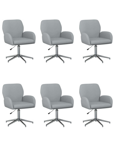 Sedie da scrivania girevoli 6 pz 54 x 58 x 90 cm Grigio Chiaro
