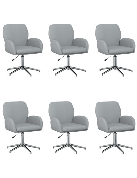 Sedie da scrivania girevoli 6 pz 54 x 58 x 90 cm Grigio Chiaro