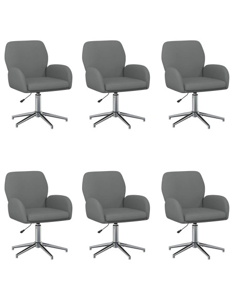 Sedie da scrivania girevoli 6 pz 54 x 58 x 90 cm Grigio Scuro