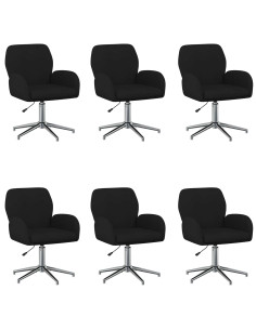 Sedie da scrivania girevoli 6 pz 54 x 58 x 90 cm Nero Tessuto 2