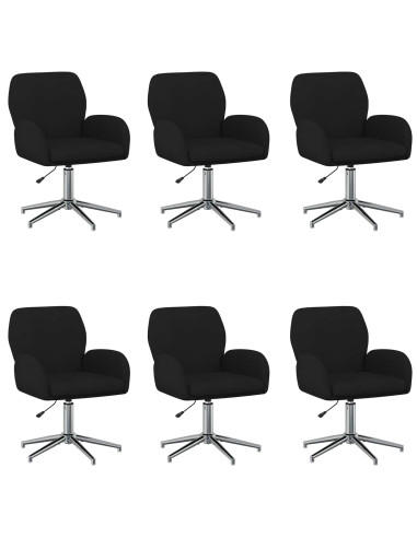 Sedie da scrivania girevoli 6 pz 54 x 58 x 90 cm Nero Tessuto