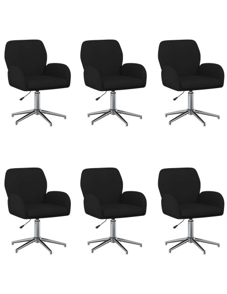 Sedie da scrivania girevoli 6 pz 54 x 58 x 90 cm Nero Tessuto