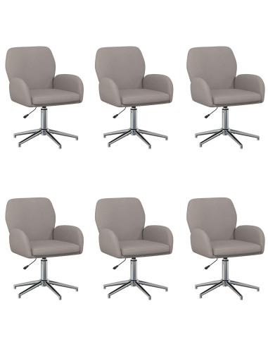 Sedie da scrivania girevoli 6 pz 54 x 58 x 90 cm Tortora