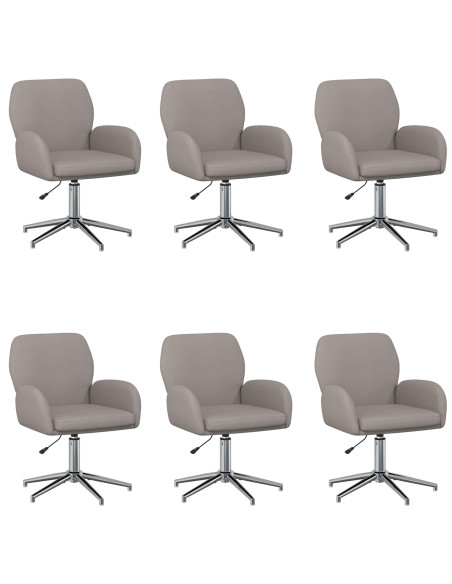 Sedie da scrivania girevoli 6 pz 54 x 58 x 90 cm Tortora