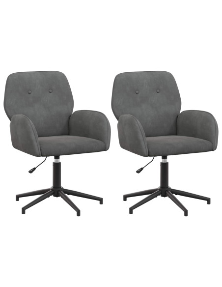 Sedie da scrivania girevoli 2 pz 54 x 55 x 90 cm Grigio Scuro