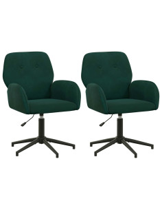 Sedie da scrivania girevoli 2 pz 54 x 55 x 90 cm Verde Scuro 2