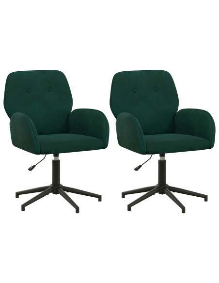 Sedie da scrivania girevoli 2 pz 54 x 55 x 90 cm Verde Scuro
