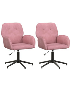 Sedie da scrivania girevoli 2 pz 54 x 55 x 90 cm Rosa Velluto 2