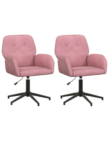 Sedie da scrivania girevoli 2 pz 54 x 55 x 90 cm Rosa Velluto