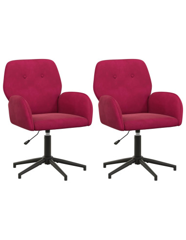 Sedie da scrivania girevoli 2 pz 54 x 55 x 90 cm Rosso Vino