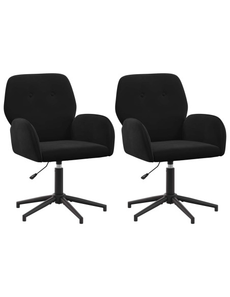 Sedie da scrivania girevoli 2 pz 54 x 55 x 90 cm Nero Velluto