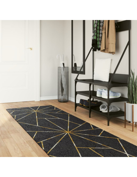 Tappeto Lavabile Nero e Oro 80x300 cm
