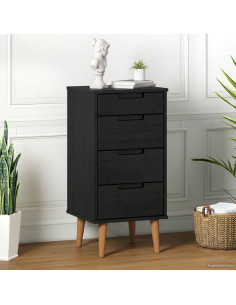 Cassettiera MOLDE Nero 40 x 35 x 82 cm Legno Massello di Pino
