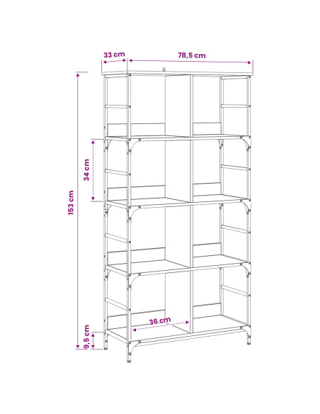 Libreria Legno antico 78,5 x 33 x 153 cm metallo PB