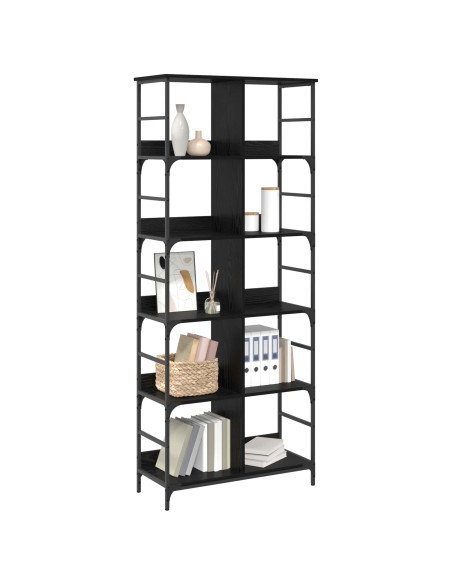 Libreria Rovere nero 78,5 x 33 x 188,5 cm metallo PB
