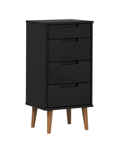 Cassettiera MOLDE Nero 40 x 35 x 82 cm Legno Massello di Pino