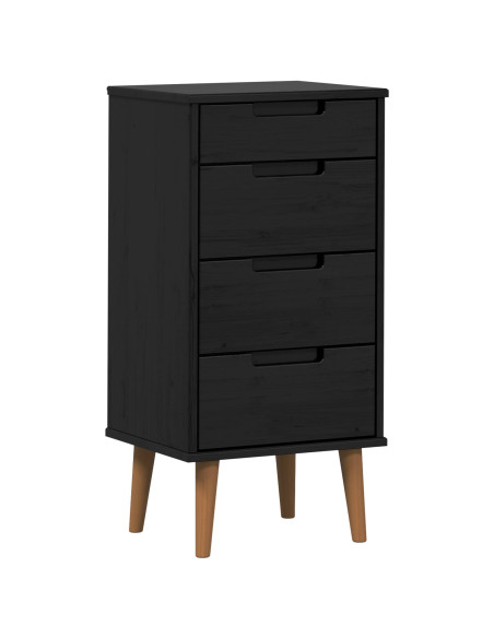 Cassettiera MOLDE Nero 40 x 35 x 82 cm Legno Massello di Pino