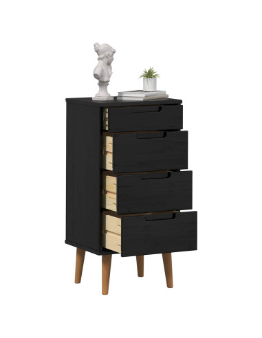 Cassettiera MOLDE Nero 40 x 35 x 82 cm Legno Massello di Pino