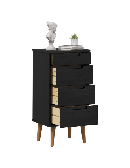 Cassettiera MOLDE Nero 40 x 35 x 82 cm Legno Massello di Pino