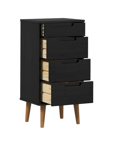 Cassettiera MOLDE Nero 40 x 35 x 82 cm Legno Massello di Pino
