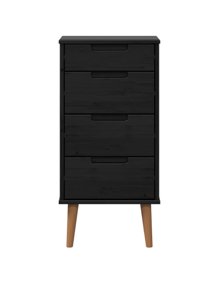 Cassettiera MOLDE Nero 40 x 35 x 82 cm Legno Massello di Pino