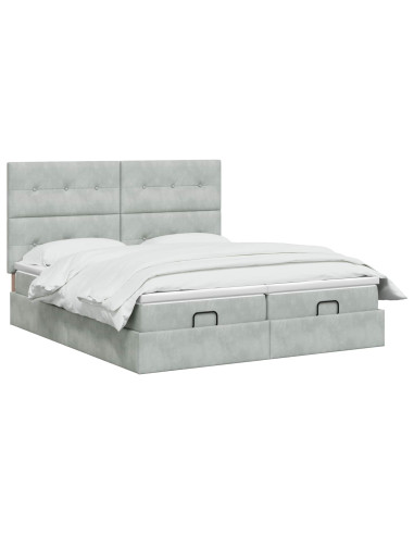 Letto ottomano con materasso 2 pz Grigio Chiaro Velluto