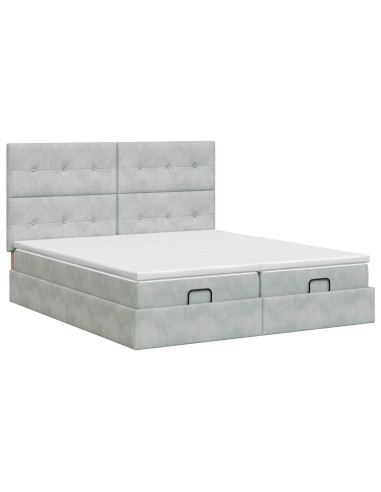 Letto ottomano con materasso 2 pz Grigio Chiaro Velluto