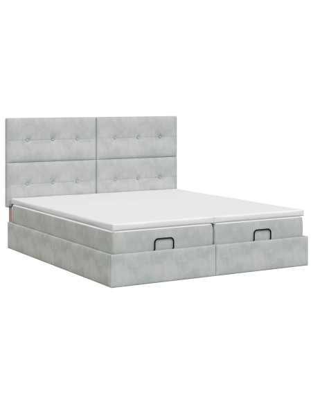Letto ottomano con materasso 2 pz Grigio Chiaro Velluto