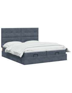 Letto ottomano con materasso 2 pz Grigio Scuro Velluto 2