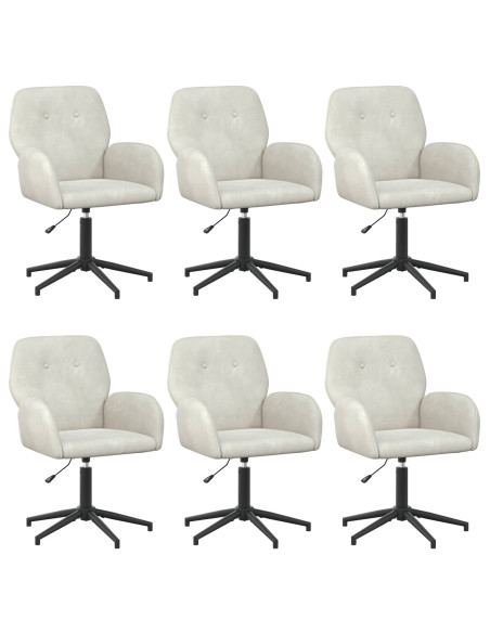 Sedie da scrivania girevoli 6 pz 54 x 55 x 90 cm Crema Velluto